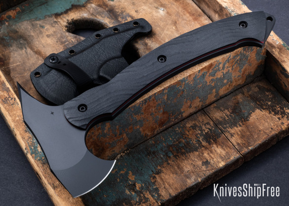 Toor Knives: Tomahawk - Shadow Black G-10 - Red Liners - D2 Tool Steel - Black KG Gunkote