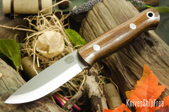 Bark River Knives: Bushcrafter - CPM 3V - Tan Burlap Micarta - Black Liners