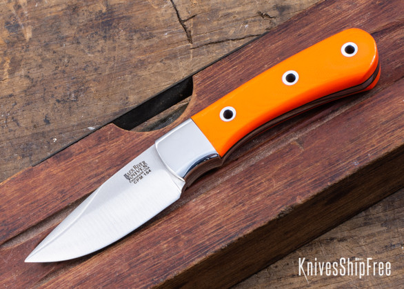 Bark River Knives: Essential - CPM-154 - Blaze Orange G-10 - Black Liners - Hollow Pins