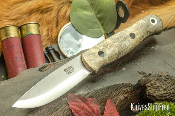 Bark River Knives: Ultralite Bushcrafter - CPM 3V - California Buckeye Burl - Black Liners & Pins