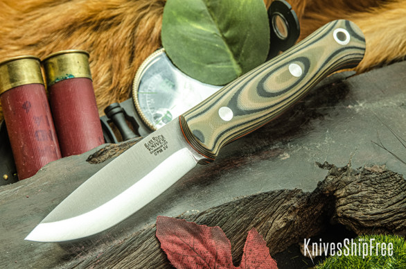 Bark River Knives: Ultralite Bushcrafter - CPM 3V - Camo Suretouch - Matte - Orange Liners
