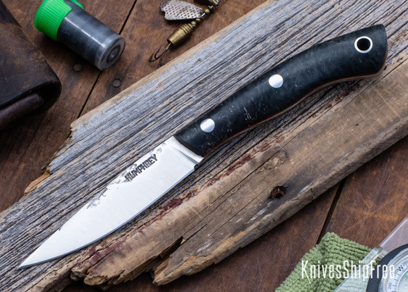 Lon Humphrey Knives: Bird & Trout - Forged AEB-L - Double Dyed Box Elder Burl - Red Liners - LH03EH071