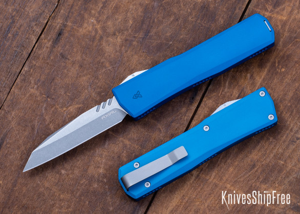 Axial: Shift - OTF Auto - Blue Anodized Aluminum - CPM-20CV - Stonewashed Wharncliffe