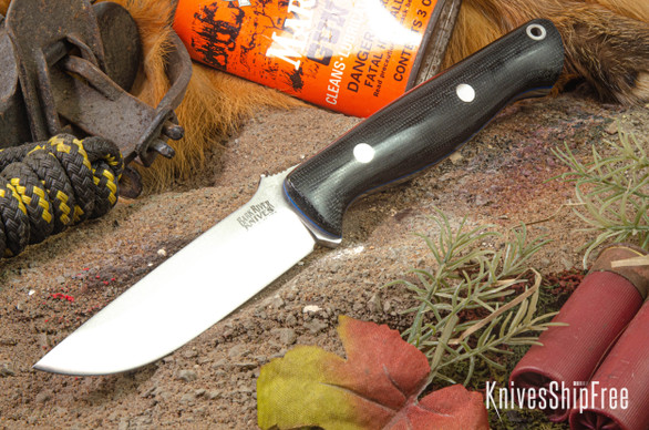 Bark River Knives: Gunny - CPM 3V - Black Canvas Micarta - Blue Liners