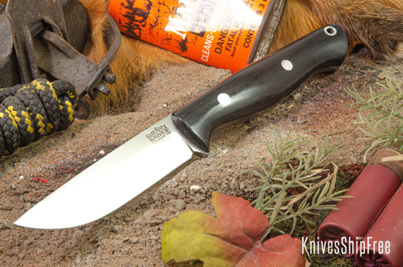 Bark River Knives: Gunny - CPM 3V - Black Canvas Micarta - Rampless