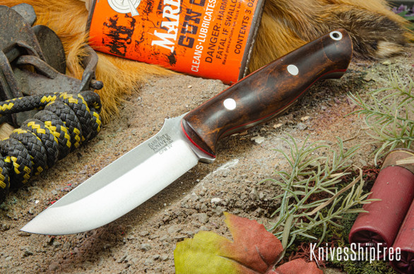 Bark River Knives: Gunny - CPM 3V - Dark Curly Maple - Red Liners #2