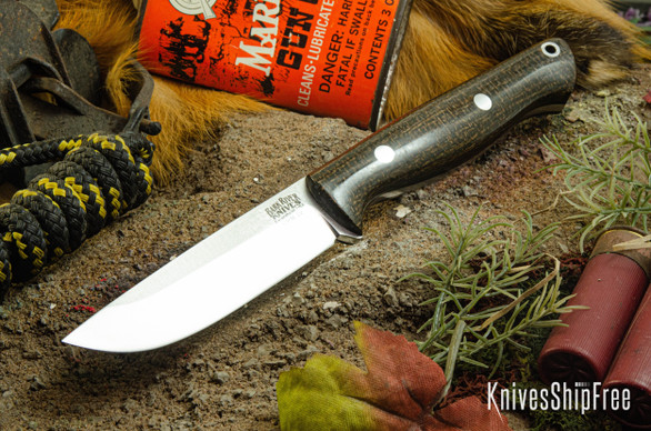 Bark River Knives: Gunny - CPM 3V - OD Green Burlap Micarta - Rampless