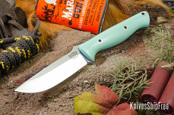 Bark River Knives: Gunny - CPM 3V - Sea Blue G-10 - Blue Liners - Hollow Pins