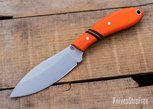 L.T. Wright Knives: Large Northern Hunter - Orange G-10 - Black Racing Stripes and Liners - High Saber Ground - Matte