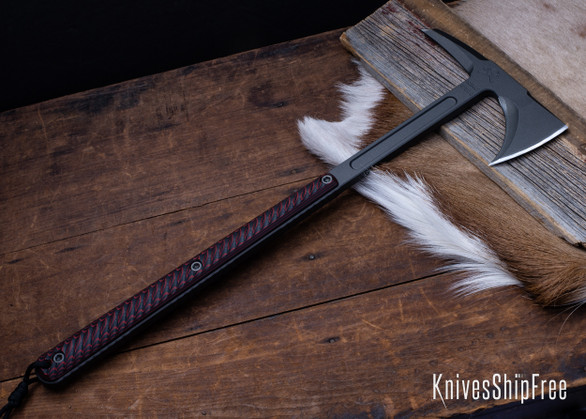 RMJ Tactical: Eagle Talon - 80CrV2 Tomahawk - Tungsten Cerakote - Johnny Red G-10