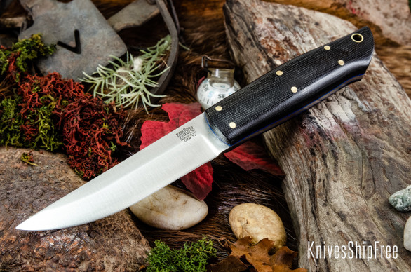 Bark River Knives: Puukko 3V - Black Canvas Micarta - Blue Liners