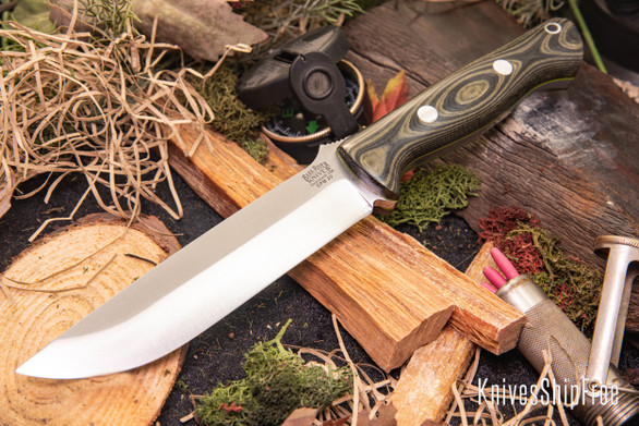 Bark River Knives: Bravo 1.5 - CPM 3V - Black & Green Linen Micarta - Toxic Green Liners