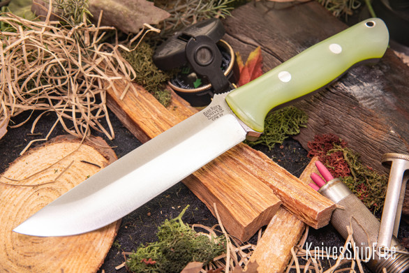 Bark River Knives: Bravo 1.5 - CPM 3V - Ghost Green Jade G-10 - Toxic Green Liners