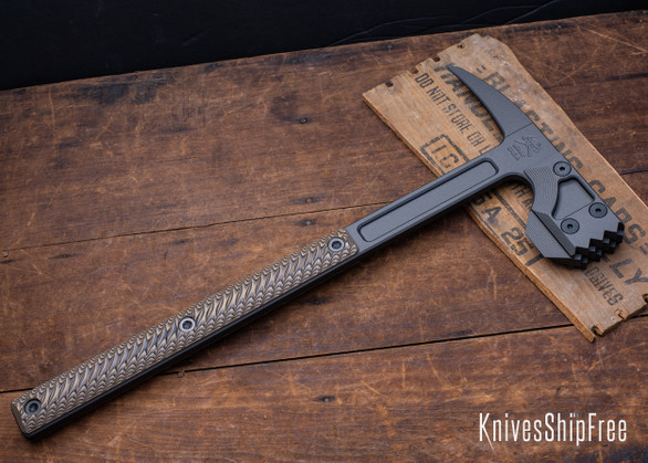 RMJ Tactical: Snuggles - 18" 80CrV2 Hammer - Hyena Brown G-10 - Tungsten Cerakote 