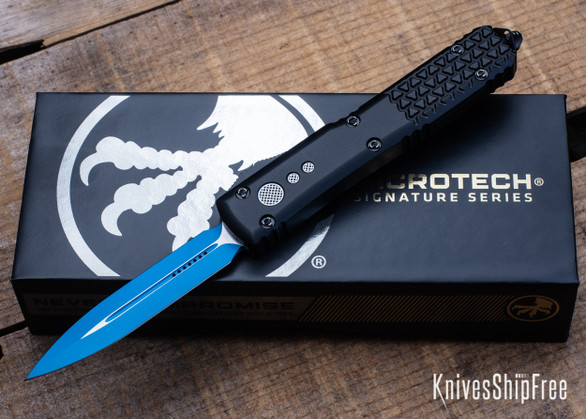 Microtech: Ultratech - OTF Auto - Tri-Grip Aluminum - Double Edge - Jedi Knight Blue Blade - 122-1JK