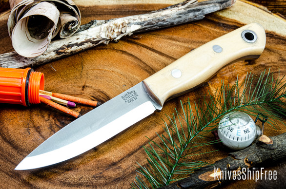 Bark River Knives: Aurora Scandi 3V - Antique Bone Linen Micarta