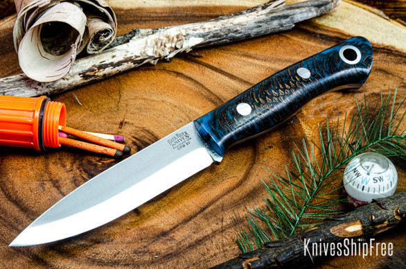 Bark River Knives: Aurora Scandi 3V - Blue & Copper Pinecone