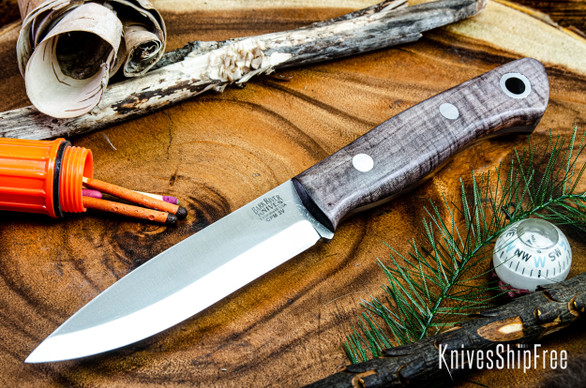 Bark River Knives: Aurora Scandi 3V - Gray Tigertail Maple Burl