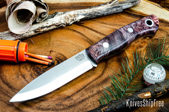 Bark River Knives: Aurora Scandi 3V - Hellfire Maple Burl - Black Liners