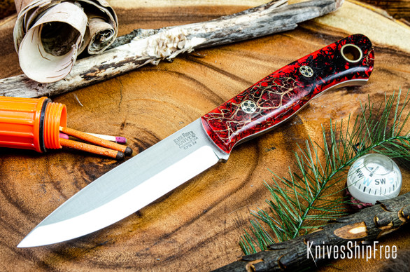 Bark River Knives: Aurora Scandi 3V - Prickly Pear - White Liners - Mosaic Pins