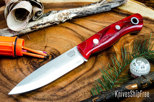 Bark River Knives: Aurora Scandi 3V - Red Cyclone Mesh - Red Liners