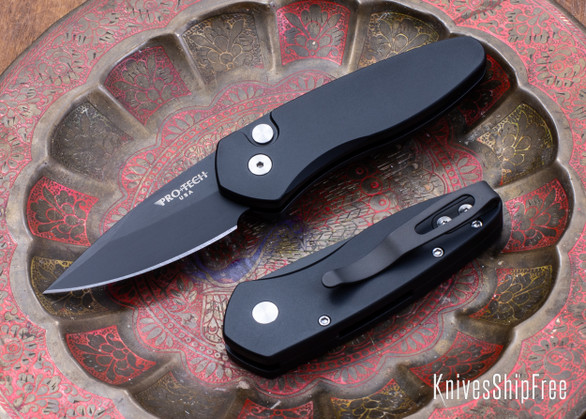 Pro-Tech: Sprint 2907- Black Aluminum - Black DLC Plain Edge Blade