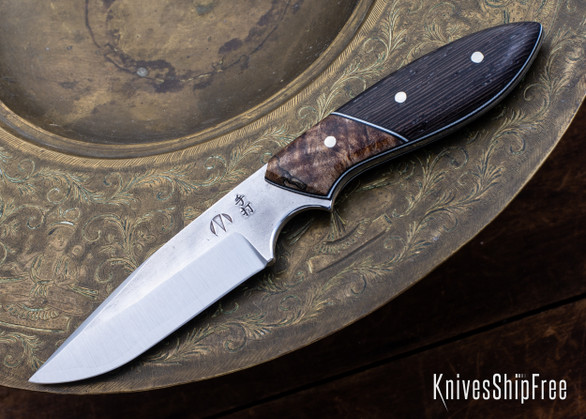Carter Cutlery: Muteki - Perfect Neck Knife - Wenge with Spalted Maple Bolster - Black & White G10 Spacers & Liners - CC29HH012