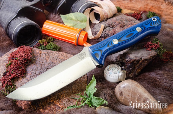 Bark River Knives: Bravo 1.25 - CPM 3V - Blue & Black G-10 - Black Liners - Mosaic Pins