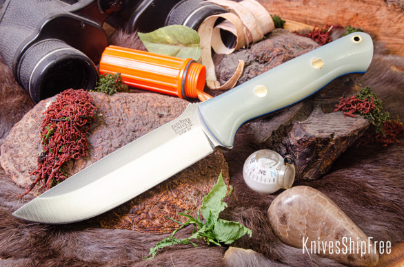 Bark River Knives: Bravo 1.25 - CPM 3V - Dune G-10 - Blue Liners - Brass Pins