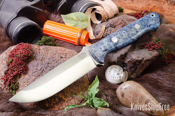 Bark River Knives: Bravo 1.25 - CPM 3V - Sea Blue Maple Burl