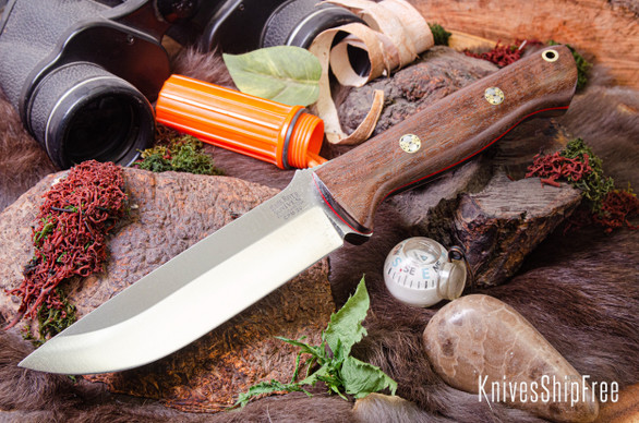 Bark River Knives: Bravo 1.25 - CPM 3V - Walnut Burl - Red Liners - Mosaic Pins