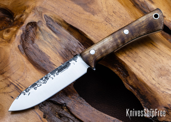 Lon Humphrey Knives: Gold Digger - Forged 52100 - Dark Curly Maple - Black Liners - LH23IH038