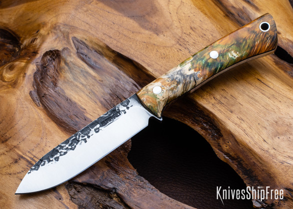 Lon Humphrey Knives: Gold Digger - Forged 52100 - Double Dyed Box Elder Burl - Black Liners - LH23IH112