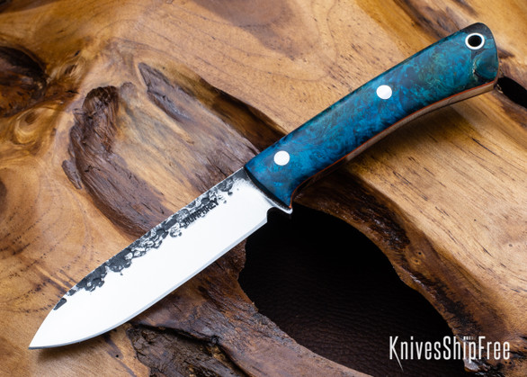 Lon Humphrey Knives: Gold Digger - Forged 52100 - Double Dyed Box Elder Burl - Orange Liners - LH23IH129