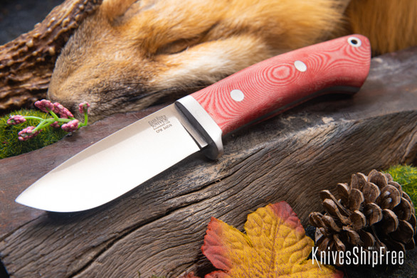 Bark River Knives: Classic Drop Point Hunter - CPM S45VN - Red Linen Micarta - Matte