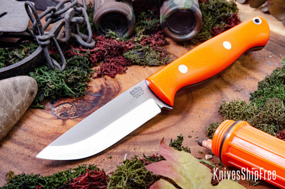 Bark River Knives: Gunny Scandi - CMP 3V - Blaze Orange G-10 - Black Liners