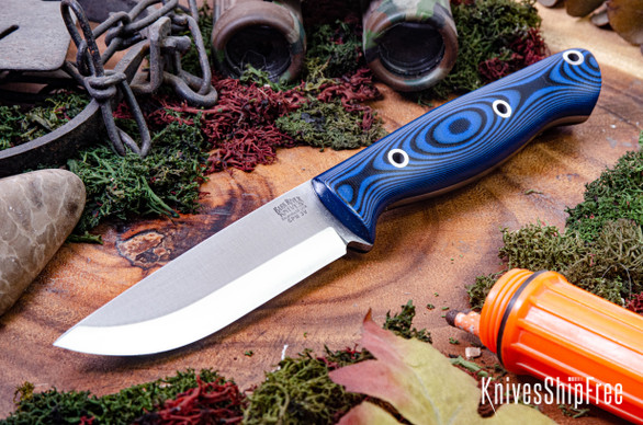 Bark River Knives: Gunny Scandi - CMP 3V - Blue & Black G-10 - Hollow Pins