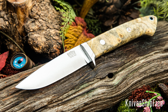 Bark River Knives: Bobcat Hunter - CPM 154 - California Buckeye Burl - Black Liners