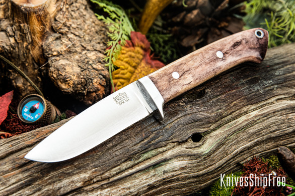 Bark River Knives: Bobcat Hunter - CPM 154 - Purple Camel Bone - Forest Green Liner