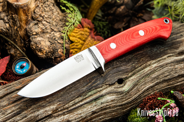 Bark River Knives: Bobcat Hunter - CPM 154 - Red Linen Micarta - Black Liners