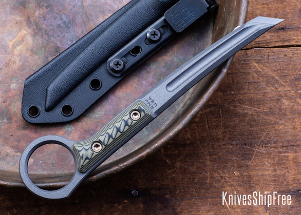 RMJ Tactical: "Stabby Guy" Pry Tool - Dirty Olive G-10 - CPM-3V - Tungsten Cerakote
