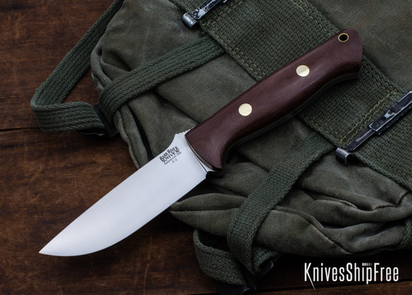 Bark River Knives: Bravo 1 - Brown Canvas Micarta - White Liners - Brass Pins