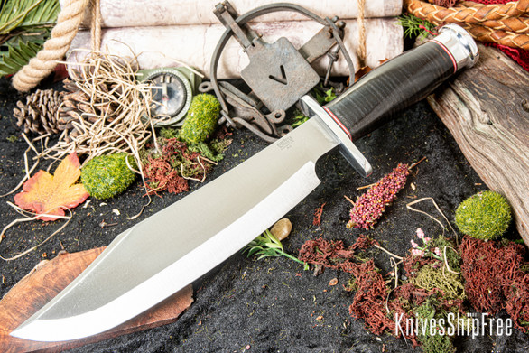 Bark River Knives: Shining Mountain Bowie - Black Stacked Leather