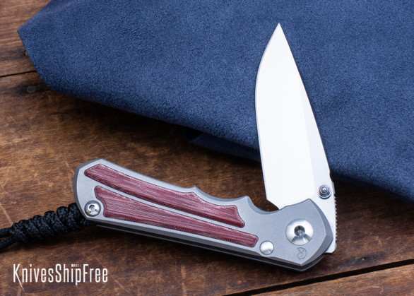 Chris Reeve Knives: Small Inkosi - Red Linen Micarta Inlay - Glass Blasted Titanium