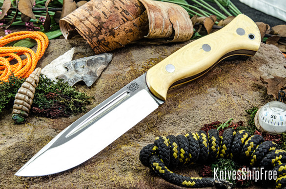 Bark River Knives: Cub - CPM 3V - Antique Ivory Micarta - Red Liners