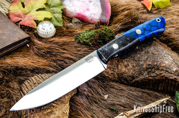 Bark River Knives: Aurora II - CPM 3V - Arctic Dragon Scale - Blue Liners - Mosaic Pins