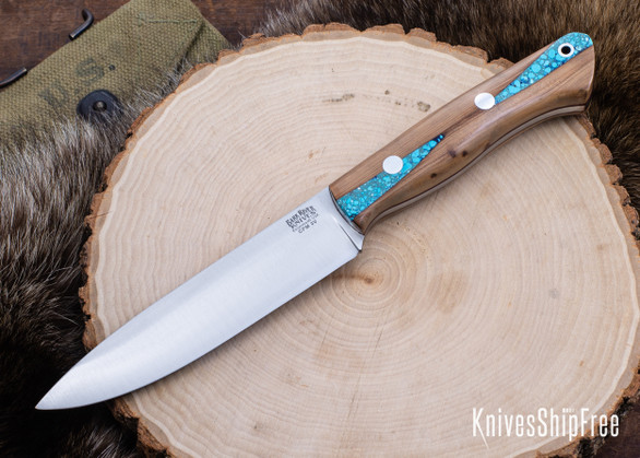 Bark River Knives: Aurora II - CPM 3V - Blue Texas Fencepost - Red Liners #2