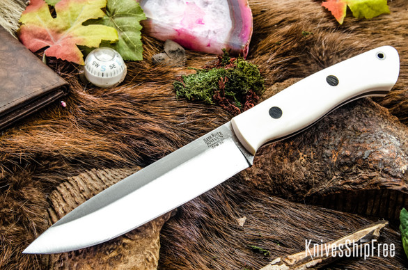 Bark River Knives: Aurora II - CPM 3V - White Linen Micarta - Black Pins