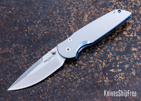 Pro-Tech: 7721SW - TR-3 Integrity Frame Lock Custom - Titanium Frame with Blue Anodize Accents - 2 Tone Plain Edge - CPM S35VN