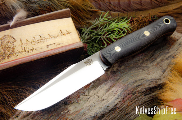 Bark River Knives: Ultralite Field Knife - CPM 3V - Black Linen Micarta - Thick Natural Liners - Brass Pins - Matte